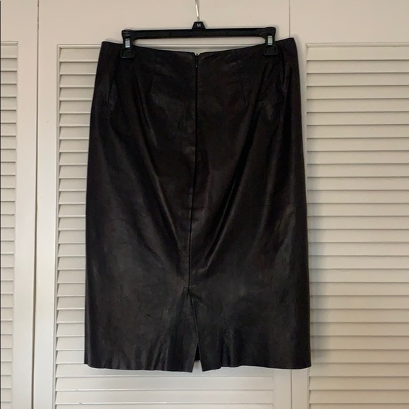 Rozae Nichols Leather Pencil Skirt Silk - Picture 2 of 10